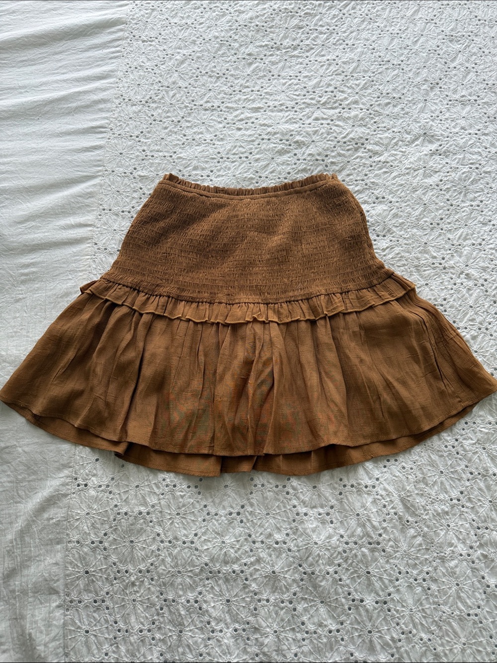 Forever 21 Rust Brown Tiered Ruffle Mini Skirt